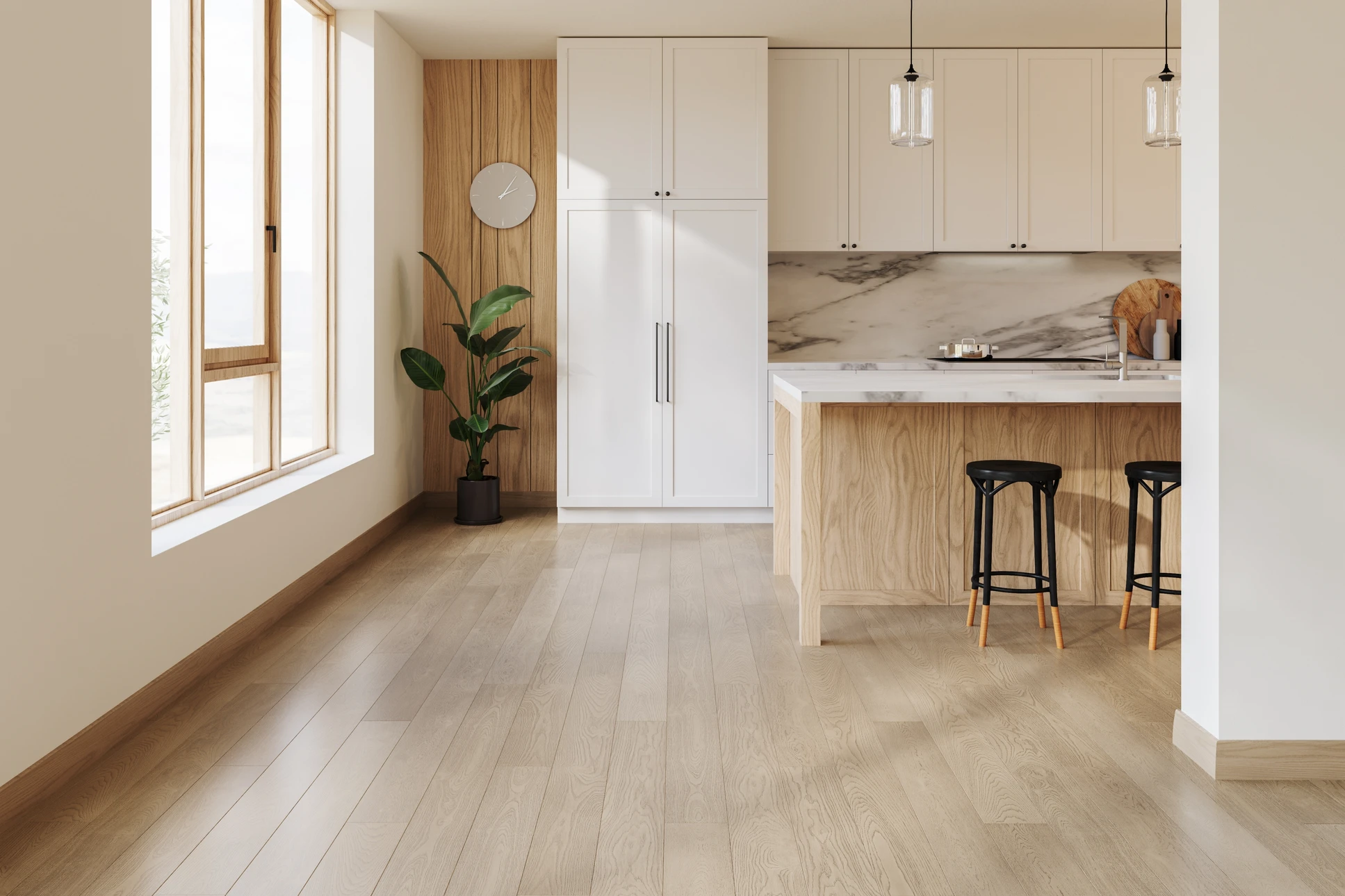 Deux ouvriers en gilets jaunes haute visibilité installent des panneaux d'isolation thermique extérieure sur façade de maison individuelle